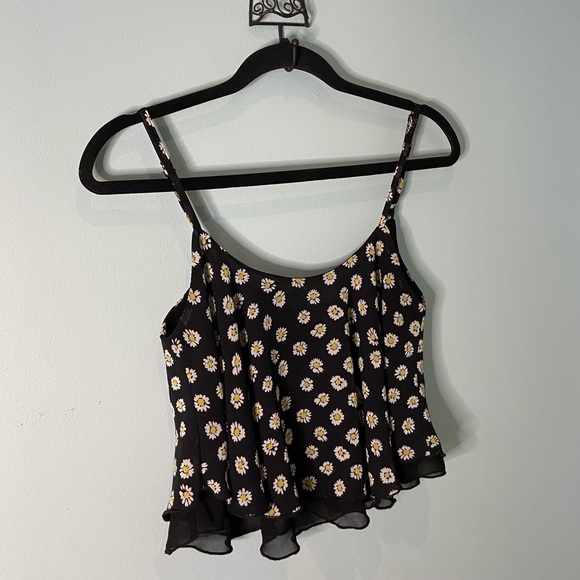 Sans Souci Black Crop Top with Daisies, M - Picture 7 of 9